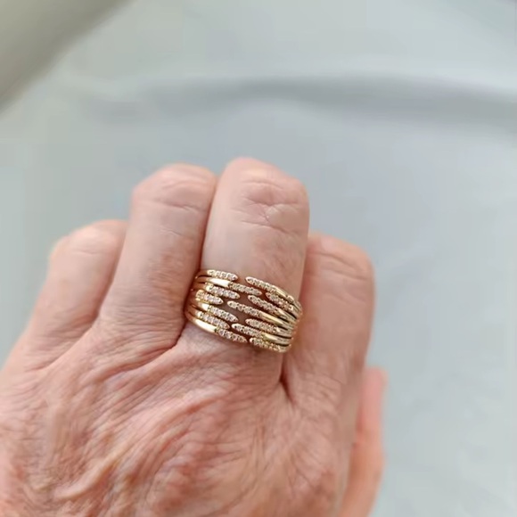 Anthropologie Spiral Gold Crystal Ring - Picture 11 of 14